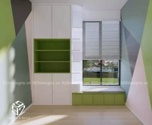 Phòng ngủ nhỏ căn hộ 2 phòng ngủ  là không gian thường dành cho con, tuy nhỏ nhưng nội thất vẫn phải đảm bảo sự tiện nghi về công năng và đảm bảo tính thẩm mĩ tùy vào cá tính của mỗi bé.