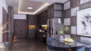 Thiết kế nội thất căn hộ 2 phòng ngủ khu vực phòng bếp